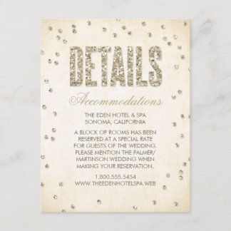 Gold Glitzer Look Confetti Dots Hochzeitsdetails Begleitkarte