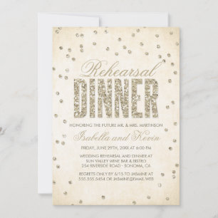 Gold Glitzer Look Confetti Dots Probe Abendessen Einladung