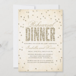 Gold Glitzer Look Confetti Dots Probe Abendessen Einladung