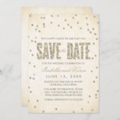 Gold Glitzer Look Confetti Dots Save the Date (Vorne/Hinten)