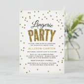 Gold Glitzer Look Confetti Lingerie Party Einladung (Stehend Vorderseite)