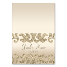 Gold Glitzer Look Custom Wedding Escort Cards