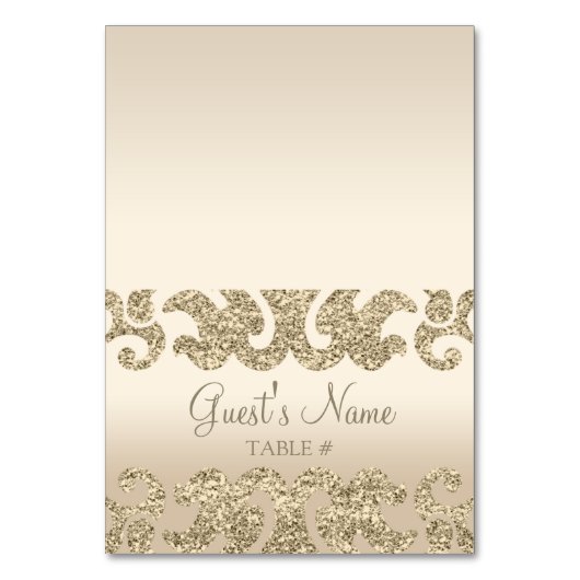 Gold Glitzer Look Custom Wedding Escort Cards Tischnummer (Vorderseite)