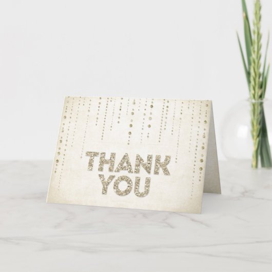 Gold Glitzer Look Dankeschön Karte (Vorderseite)