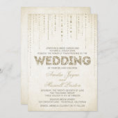 Gold Glitzer Look Hochzeitseinladung Einladung (Vorne/Hinten)