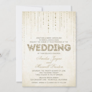 Gold Glitzer Look Hochzeitseinladung Einladung