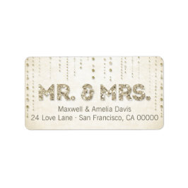 Gold Glitzer Look Mr. & Mrs Labels Adressaufkleber