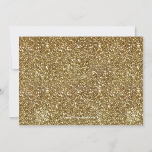 Gold Glitzer-Look Ribbon Bow Foto Abschluss Einladung (Rückseite)