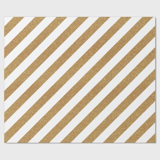 Gold Glitzer Look Striping Geschenkwrap Geschenkpapier (Flach)