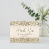 Gold Glitzer Look Vielen Dank Postkarte (Stehend Vorderseite)