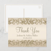 Gold Glitzer Look Vielen Dank Postkarte (Vorne/Hinten)
