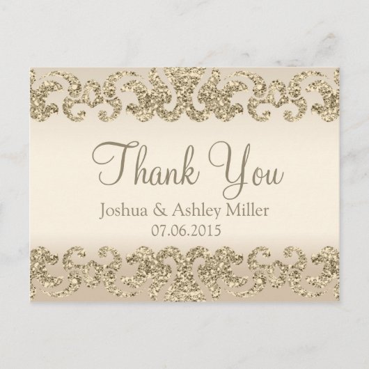 Gold Glitzer Look Vielen Dank Postkarte (Vorderseite)