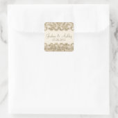 Gold Glitzer Look Wedding Quadratischer Aufkleber (Tasche)