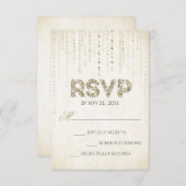 Gold Glitzer Look Wedding RSVP Card (Vorne/Hinten)
