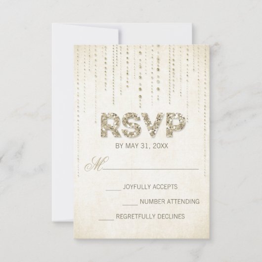 Gold Glitzer Look Wedding RSVP Card Karte (Vorderseite)
