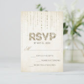 Gold Glitzer Look Wedding RSVP Card Karte (Stehend Vorderseite)