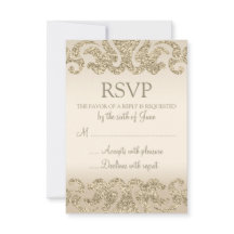Gold Glitzer Look Wedding RSVP Cards