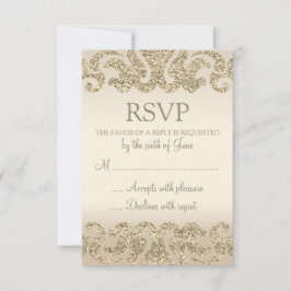 Gold Glitzer Look Wedding RSVP Cards