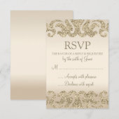 Gold Glitzer Look Wedding RSVP Cards Karte (Vorne/Hinten)