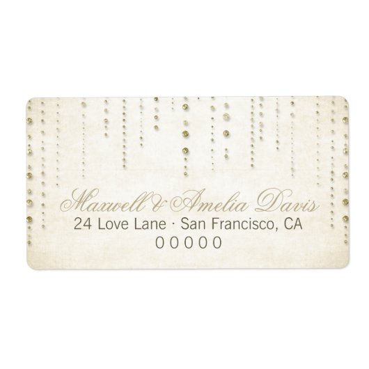 Gold Glitzer Look Wedeladressen Labels (Vorne)