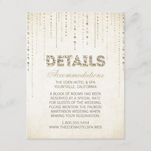 Gold Glitzer Look Wedeldetails Card Begleitkarte (Vorderseite)