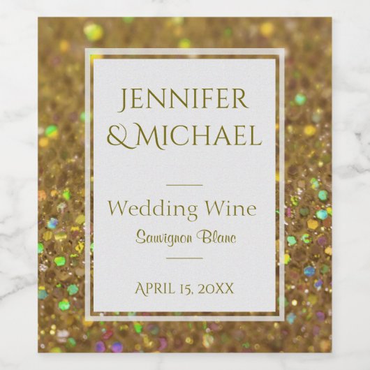 Gold Glitzer Look Wine Label Weinetikett (Einzelnes Label)