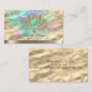 Gold Glitzer Lotus Holographic Ink Beauty Salon Visitenkarte