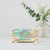 Gold Glitzer Lotus Holographic Ink Beauty Salon Visitenkarte (Stehend Vorderseite)
