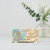 Gold Glitzer Lotus Holographic Ink Beauty Visitenkarte (Stehend Vorderseite)