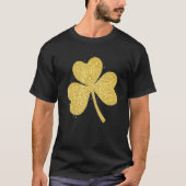 Gold Glitzer Lucky Kleeblatt C Irish Funny Patrick T-Shirt (Vorderseite)