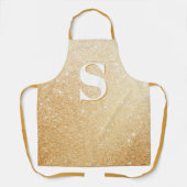 Gold Glitzer Luxus Personalisiert Monogram Schürze (Vorderseite)