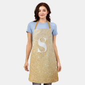 Gold Glitzer Luxus Personalisiert Monogram Schürze (Getragen)