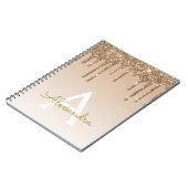 Gold Glitzer Luxus Sparkle Monogram Notebook Notizblock (Linke Seite)