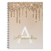 Gold Glitzer Luxus Sparkle Monogram Notebook Notizblock (Vorderseite)