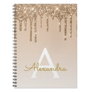 Gold Glitzer Luxus Sparkle Monogram Notebook Notizblock