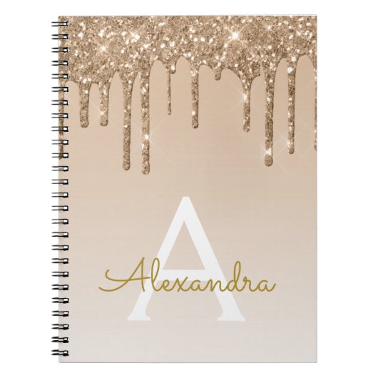 Gold Glitzer Luxus Sparkle Monogram Notebook Notizblock (Vorderseite)