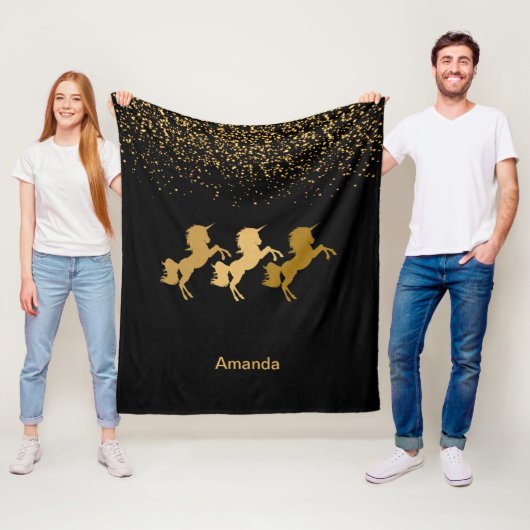Gold Glitzer Magical Unicorns Fleecedecke (Beispiel)
