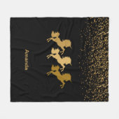Gold Glitzer Magical Unicorns Fleecedecke (Vorderseite (Horizontal))