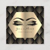Gold Glitzer Makeup Lashes Schwarze Sepia Augen Quadratische Visitenkarte (Vorderseite)