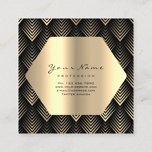 Gold Glitzer Makeup Lashes Schwarze Sepia Augen Quadratische Visitenkarte (Rückseite)