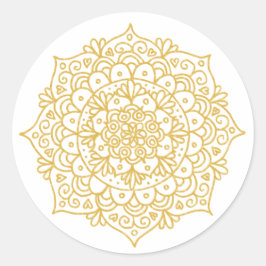 Gold Glitzer Mandala Blume Runder Aufkleber