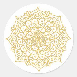 Gold Glitzer Mandala Blume Runder Aufkleber