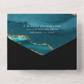 Gold Glitzer Marble Agate Wedding All In One Einladung (Rückseite)