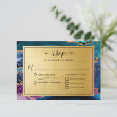 Gold Glitzer Marble Agate Wedding RSVP Karte (Stehend Vorderseite)