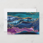 Gold Glitzer Marble Agate Wedding RSVP Karte (Rückseite)