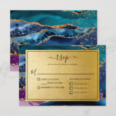 Gold Glitzer Marble Agate Wedding RSVP Karte (Vorne/Hinten)