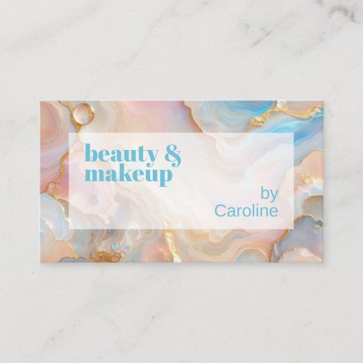 Gold Glitzer Marble Art Muster Scannable QR Code Visitenkarte (Vorderseite)