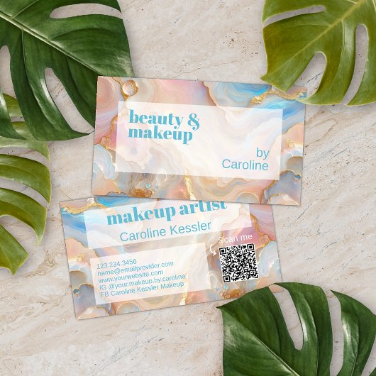 Gold Glitzer Marble Art Muster Scannable QR Code Visitenkarte