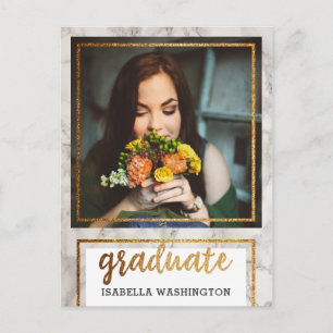 Gold Glitzer & Marble Foto Graduation Party Einladungspostkarte