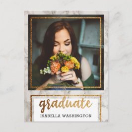 Gold Glitzer & Marble Foto Graduation Party Einladungspostkarte